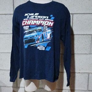 NASCAR Kyle Larson 2021 Nascar Cup Champion Dark Blue Long Sleeve Shirt Size XL